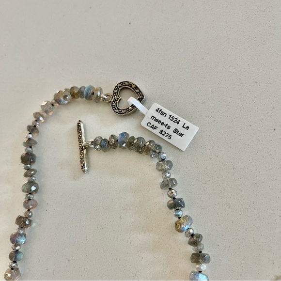 One of a kind Faceted Labradorite beaded necklace 18” in length. - Picture 8 of 9